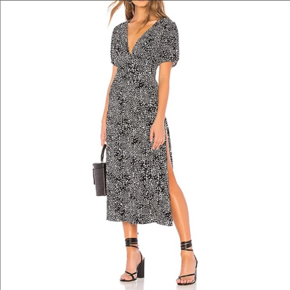 Free people black and white prairie midi dress NWT